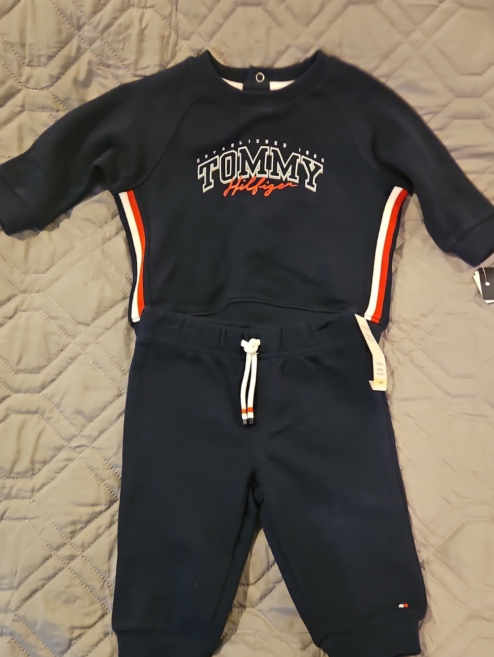 Tommy Hilfiger Navy Jogger Set with Signature Stripe Detail